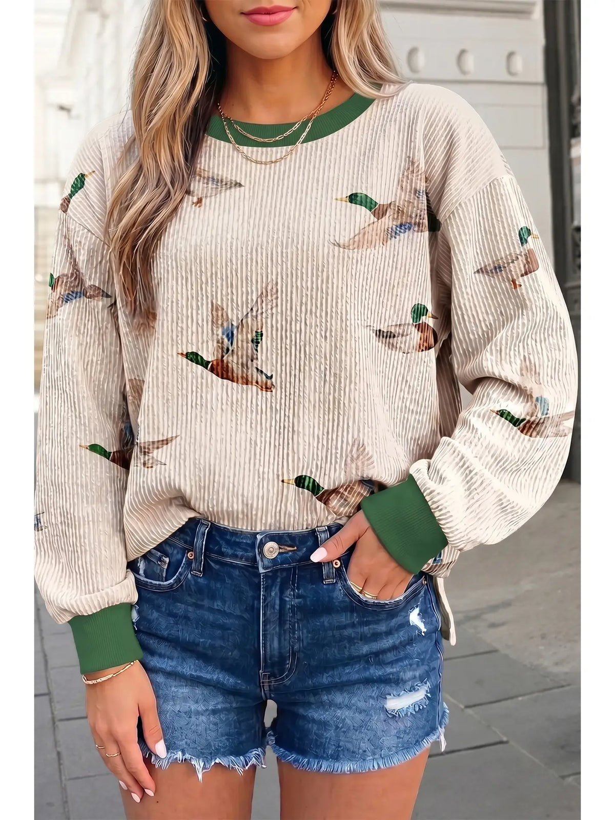 Mallard Round Neck Long Sleeve Top
