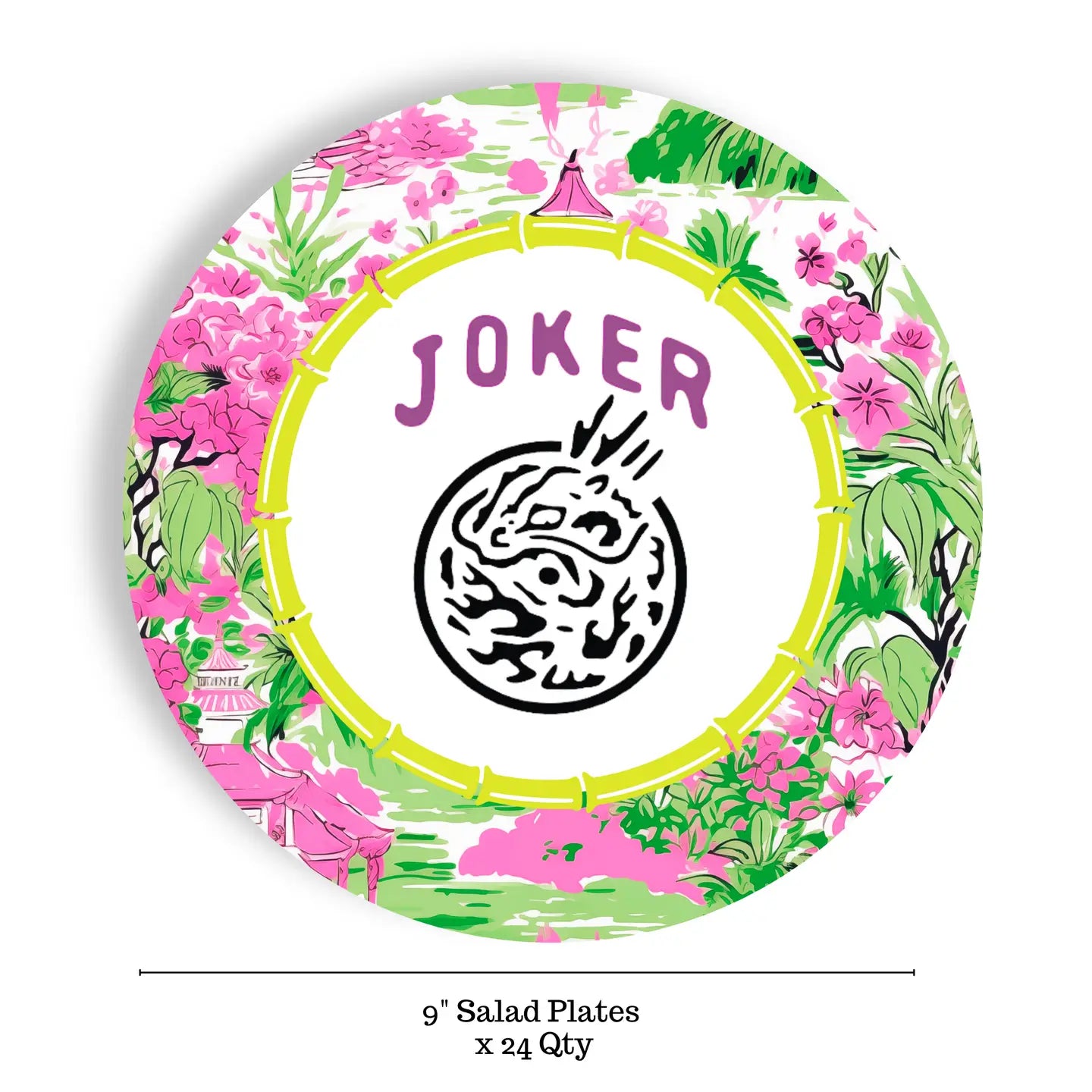 Mahjong 24ct 9" Paper Plates– Salad/Dinner Separates- Joker