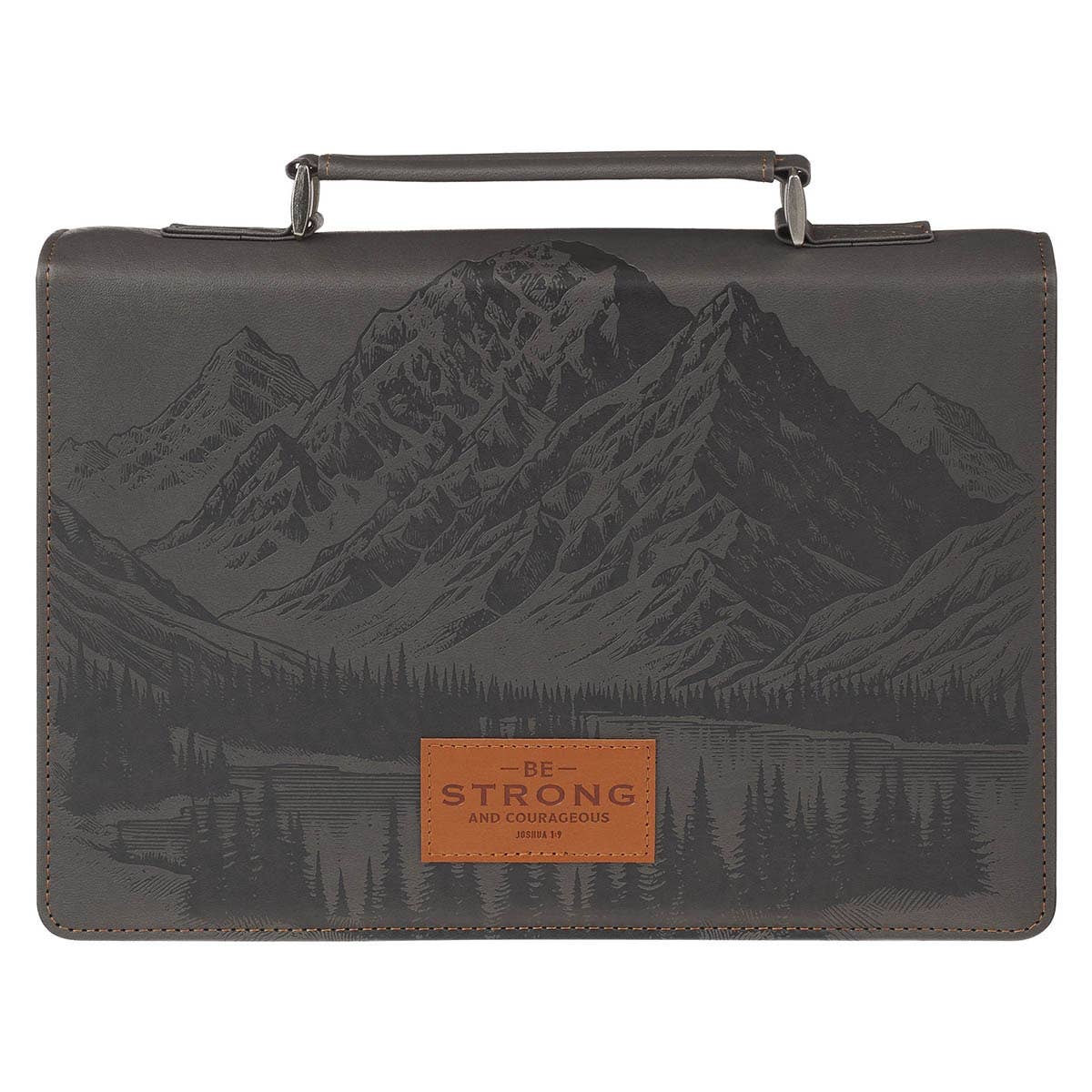 Bible Cover Classic Gray Be Strong And Courageous Josh. 1:9: Medium