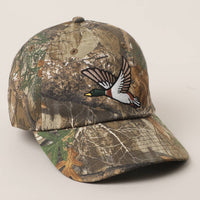 Flying Mallard Embroidered Cap with Leaf Print