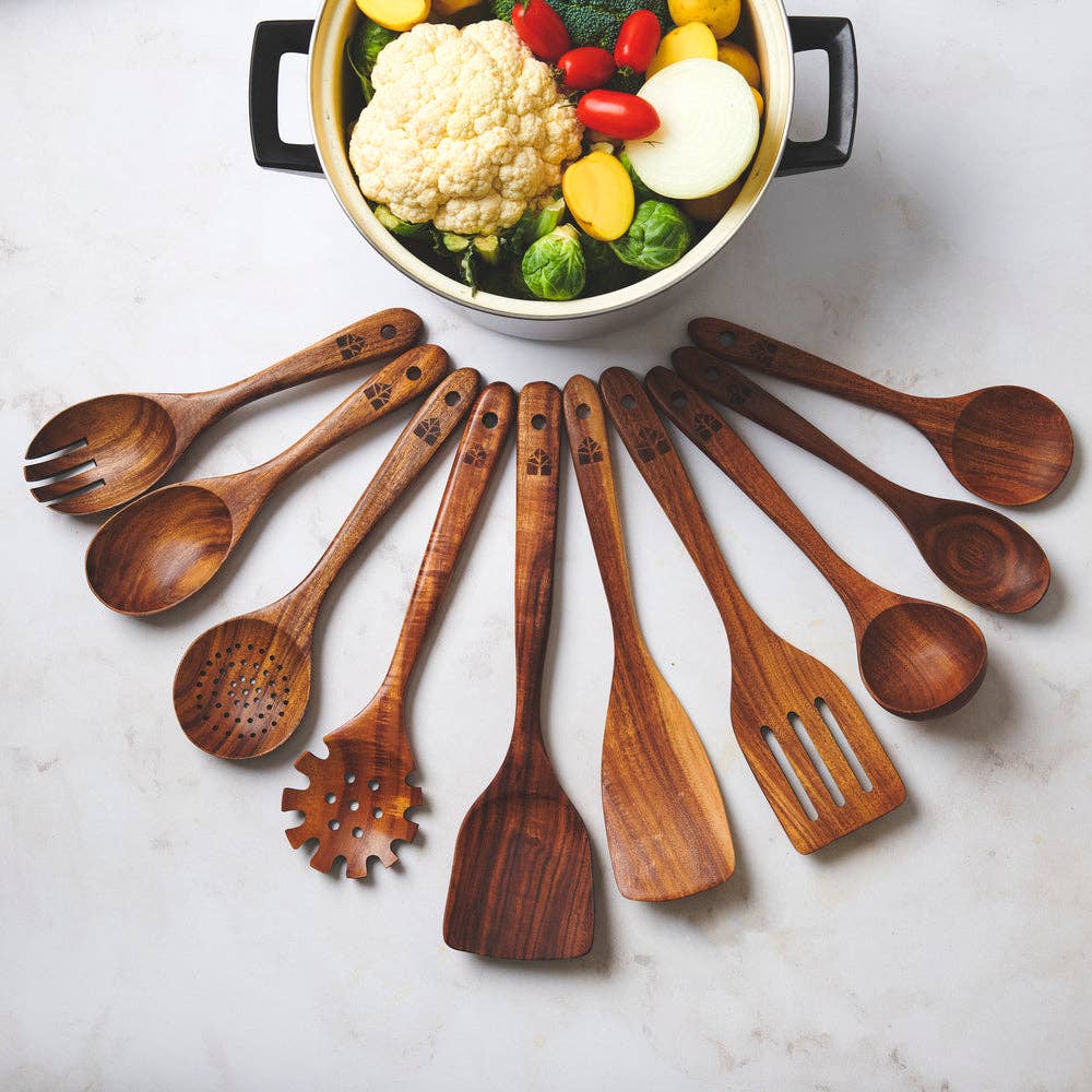10 pcs Wooden Spoon Set