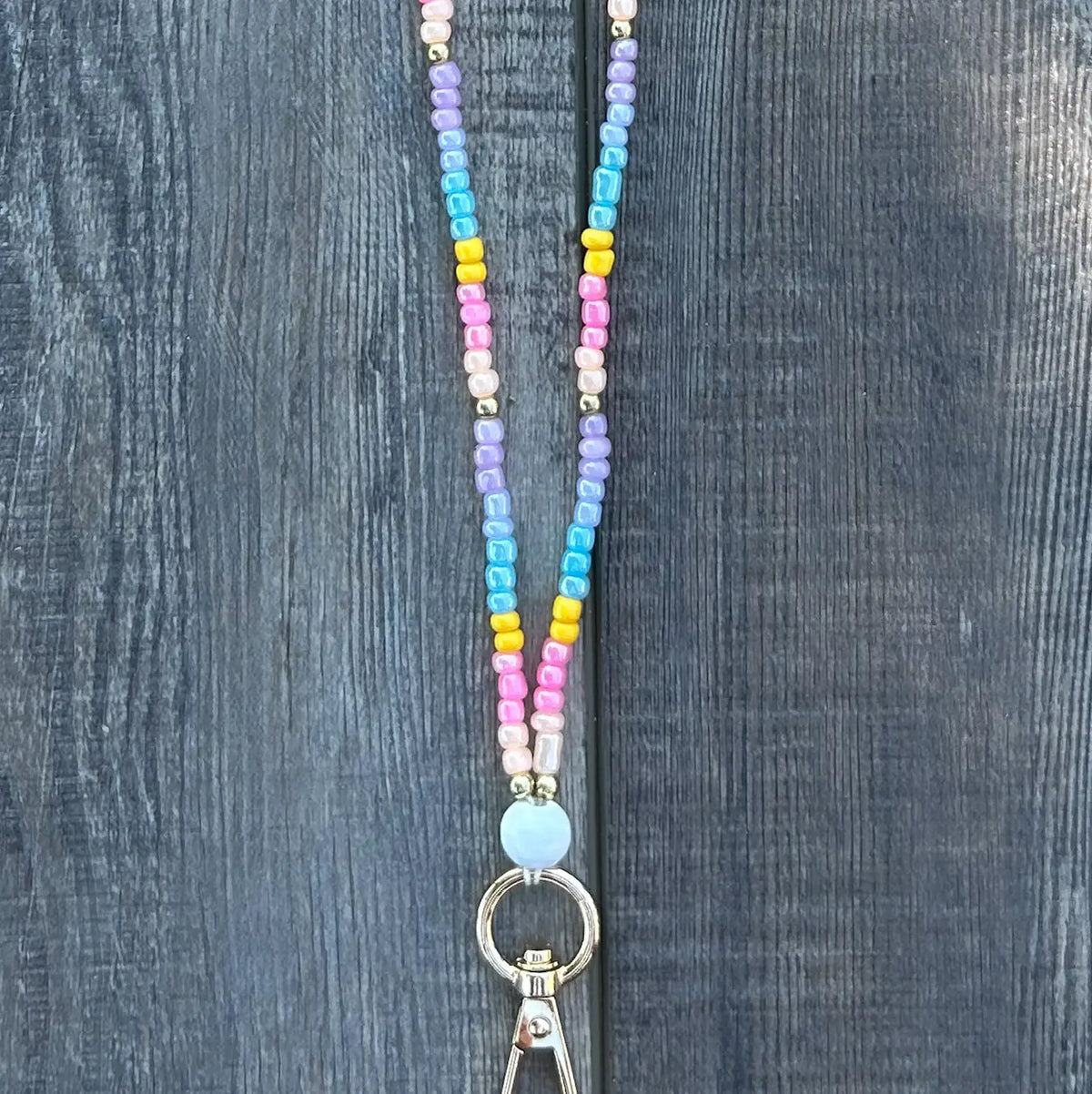 Pastels Seed Bead Lanyard with Breakaway Clasp