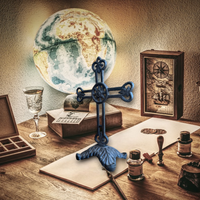 Cast Iron Filigree Table Cross on Rectangular Pedestal Base