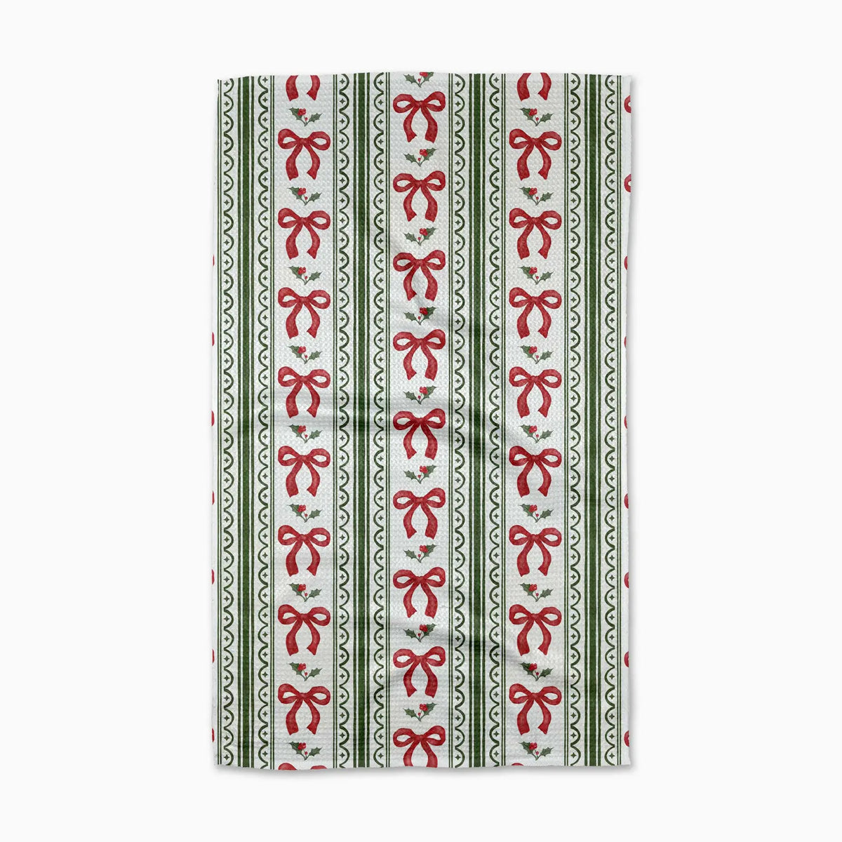 Geometry Christmas Bow Stripe Tea Towel