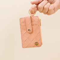 Woven Keychain Wallet-Rose