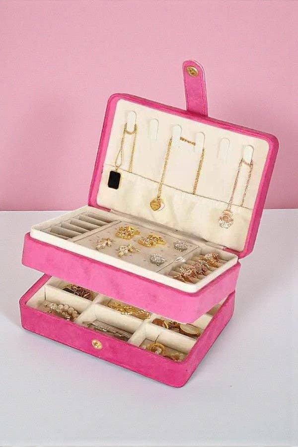Gracie Hot Pink Velvet Jewelry Box