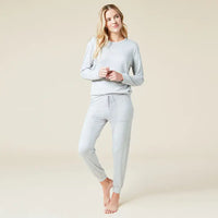 Dream Jersey Crew Neck Lounge Set- Heather Grey