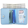 Women's Small Compact Bifold Luxury Wallet With Window ID: Blue