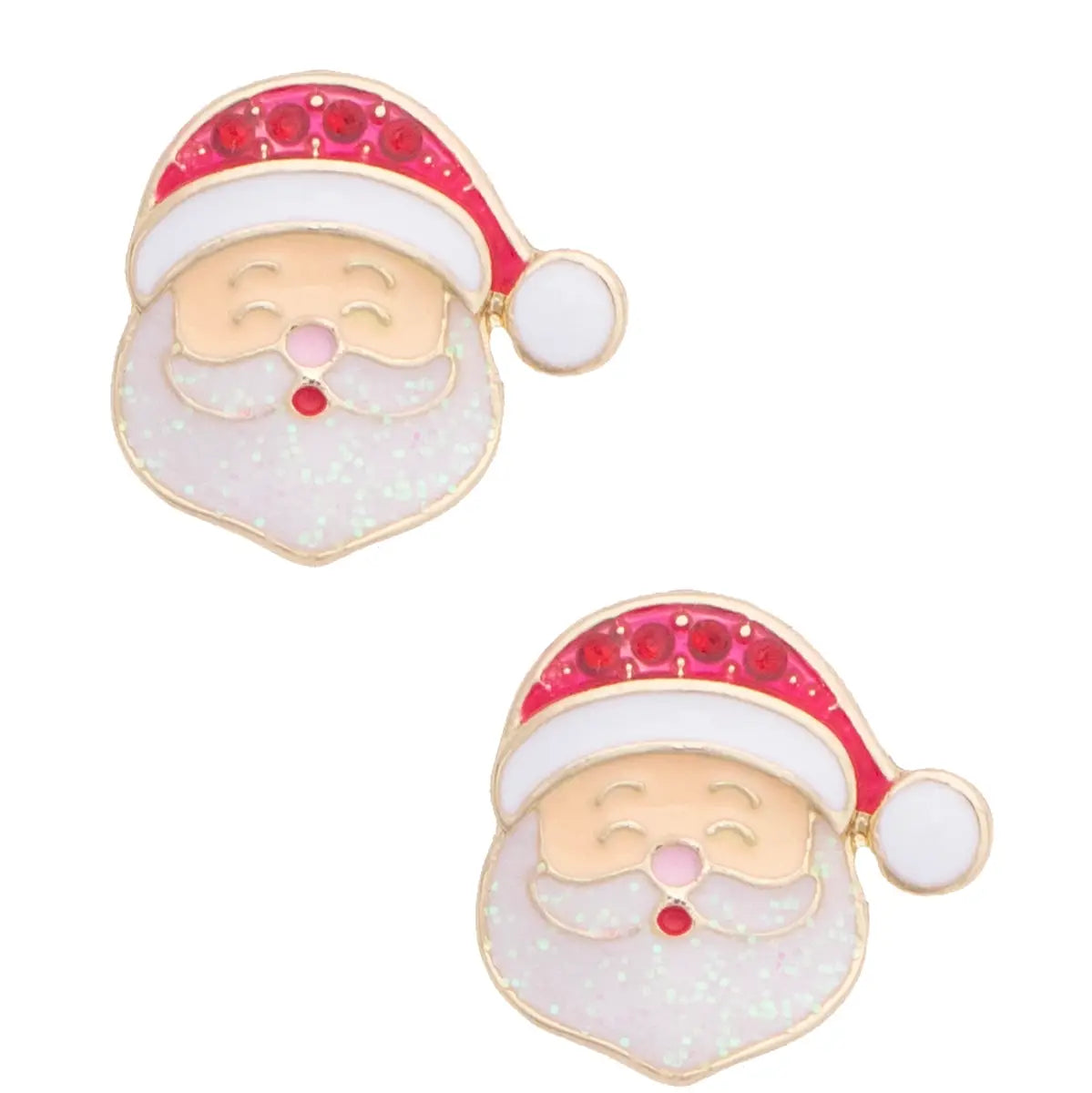 Very Merry Santa Stud Earrings in Red & White