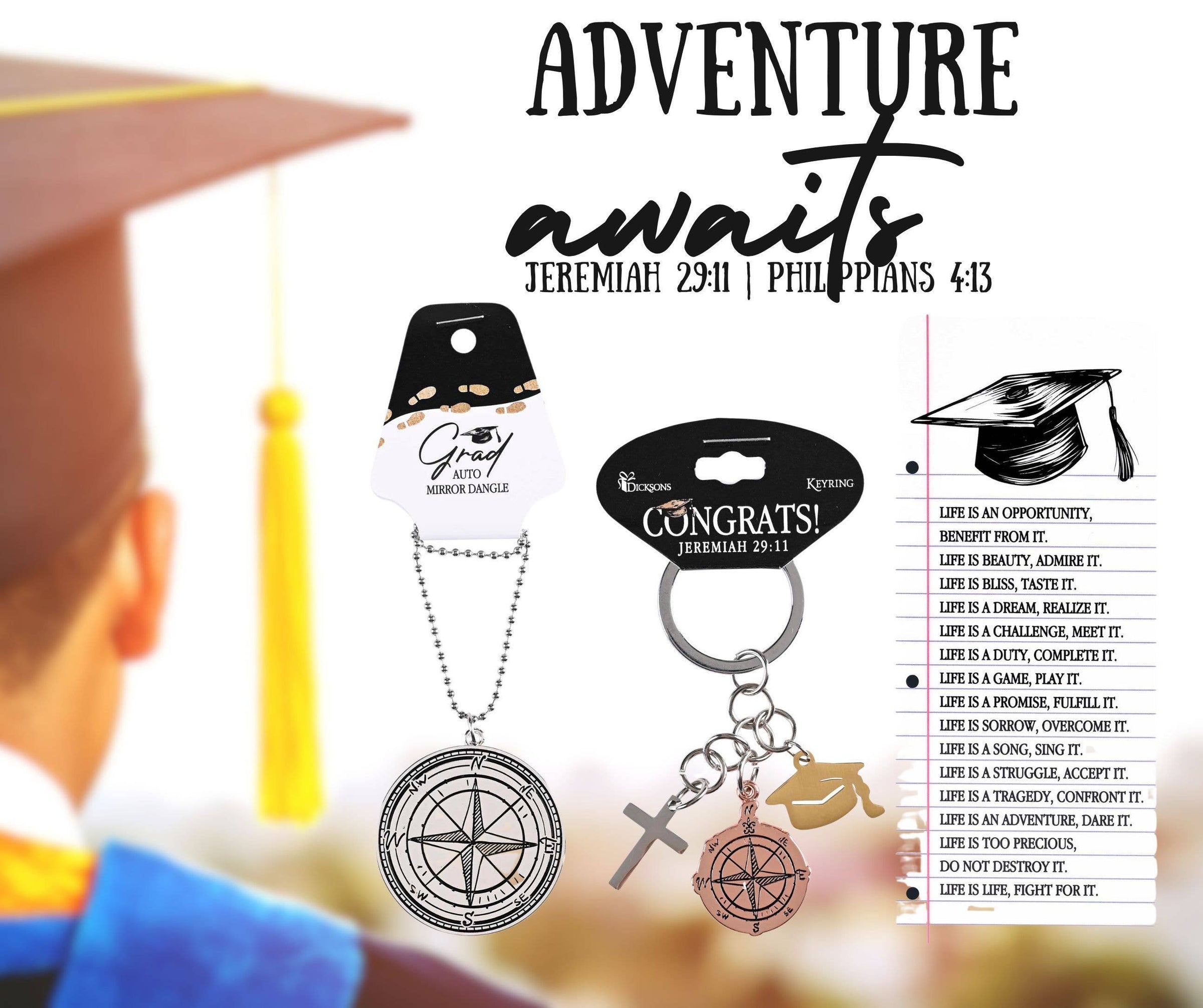 Auto Dangle Graduation Silver Compass