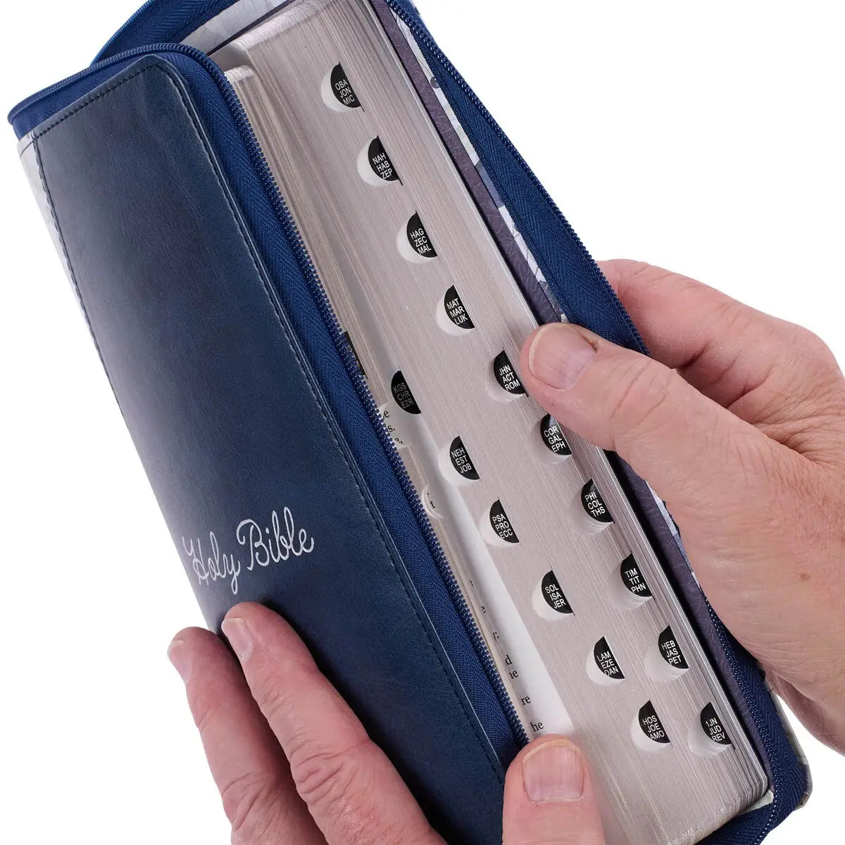Blue Pearlized Floral Faux Leather King James Bible