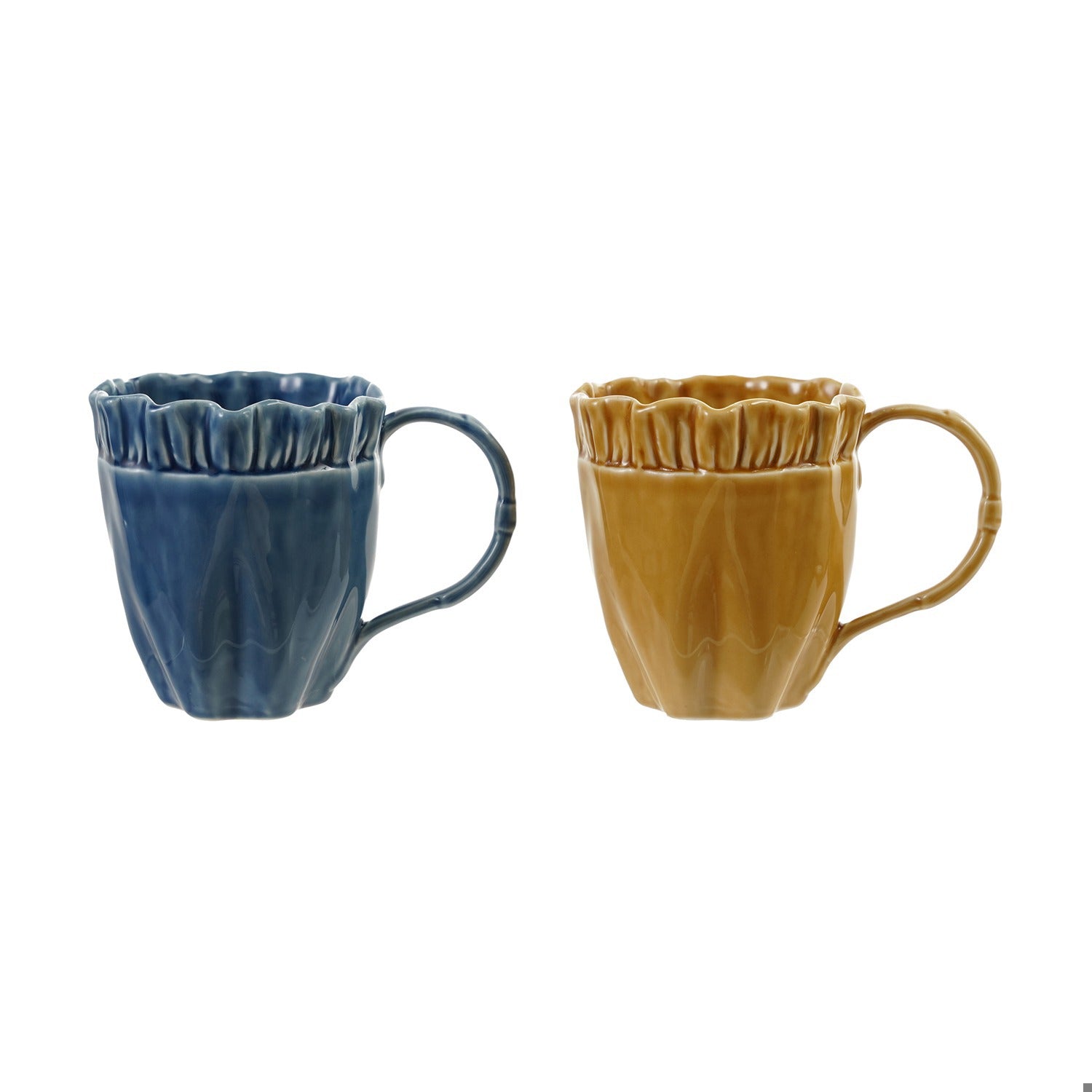 Stoneware Ruffled Mug W Colored Edge