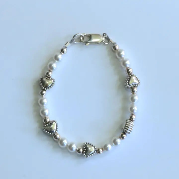 Classic Pearl Hearts Baby Bracelet size 5