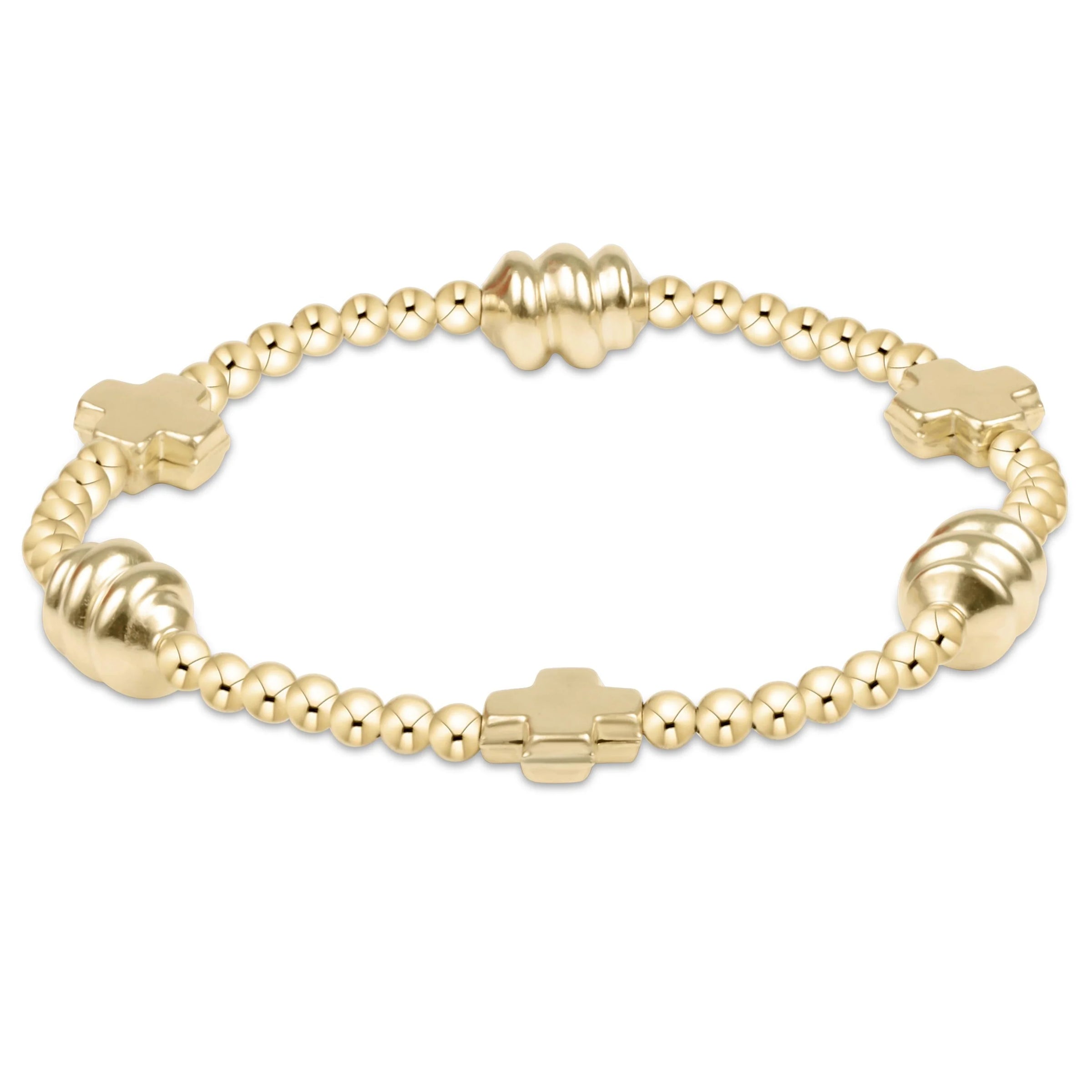 Signature Cross Admire Gold 3mm Bead Bracelet- Gold