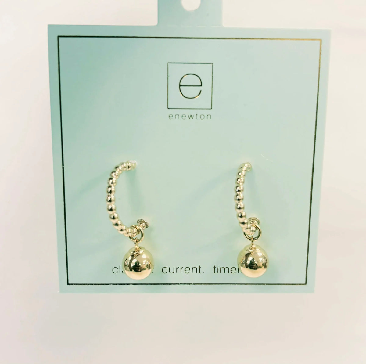 Beaded Classic 1" Post Hoop - 2mm Gold - Classic Gold 8mm Charm
