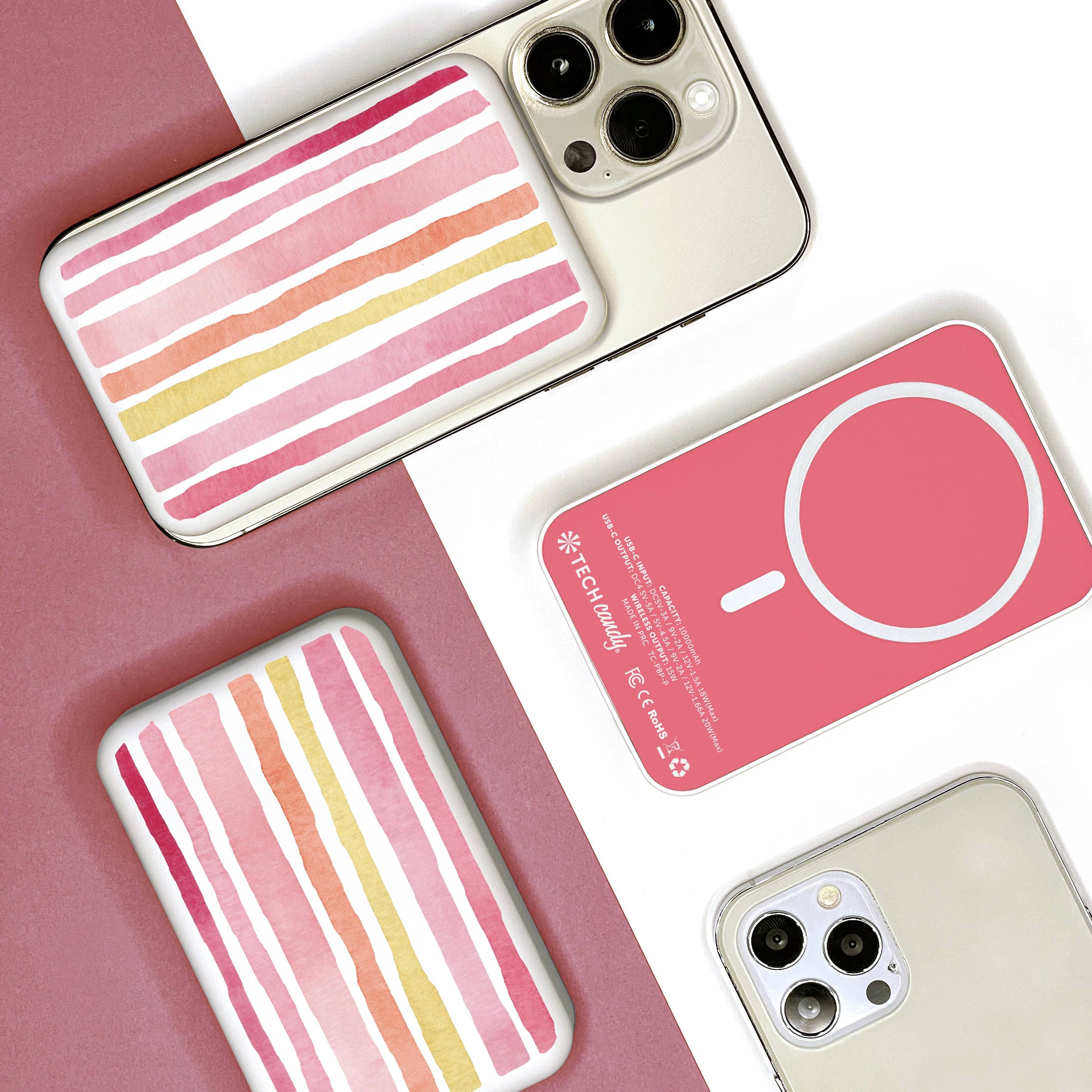 Piggy Back Power Magnetic Battery: Pink Pattern