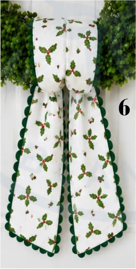 Merry & Bright Sash-Holly Berry Leaves