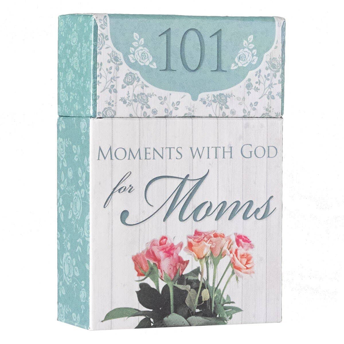 Product packaging for '101 Moments with God for Moms' book set on a white background