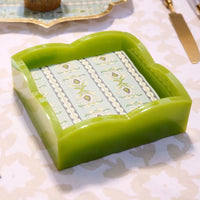 Green Palm Acrylic Scalloped Cocktail Napkin Holder