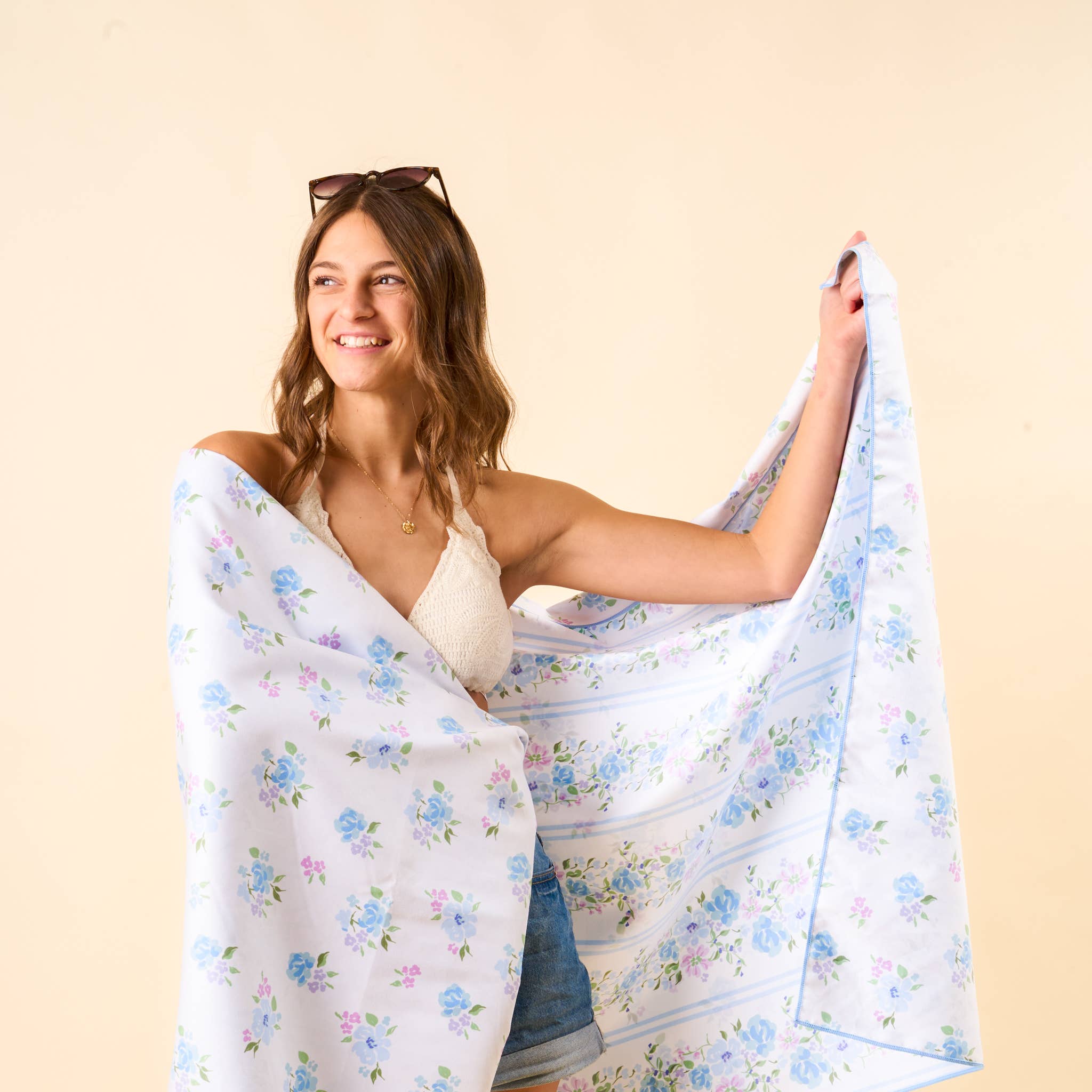 XL Quick-Dry Beach Towel-Petal Parade Blue