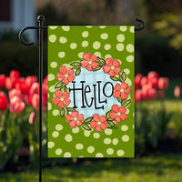 Green Coral Floral Garden Flag