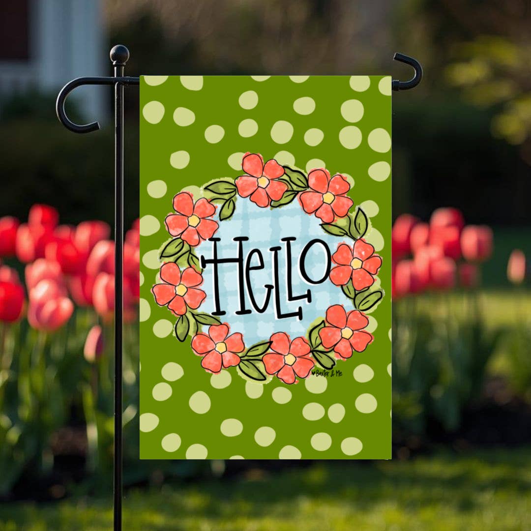 Green Coral Floral Garden Flag