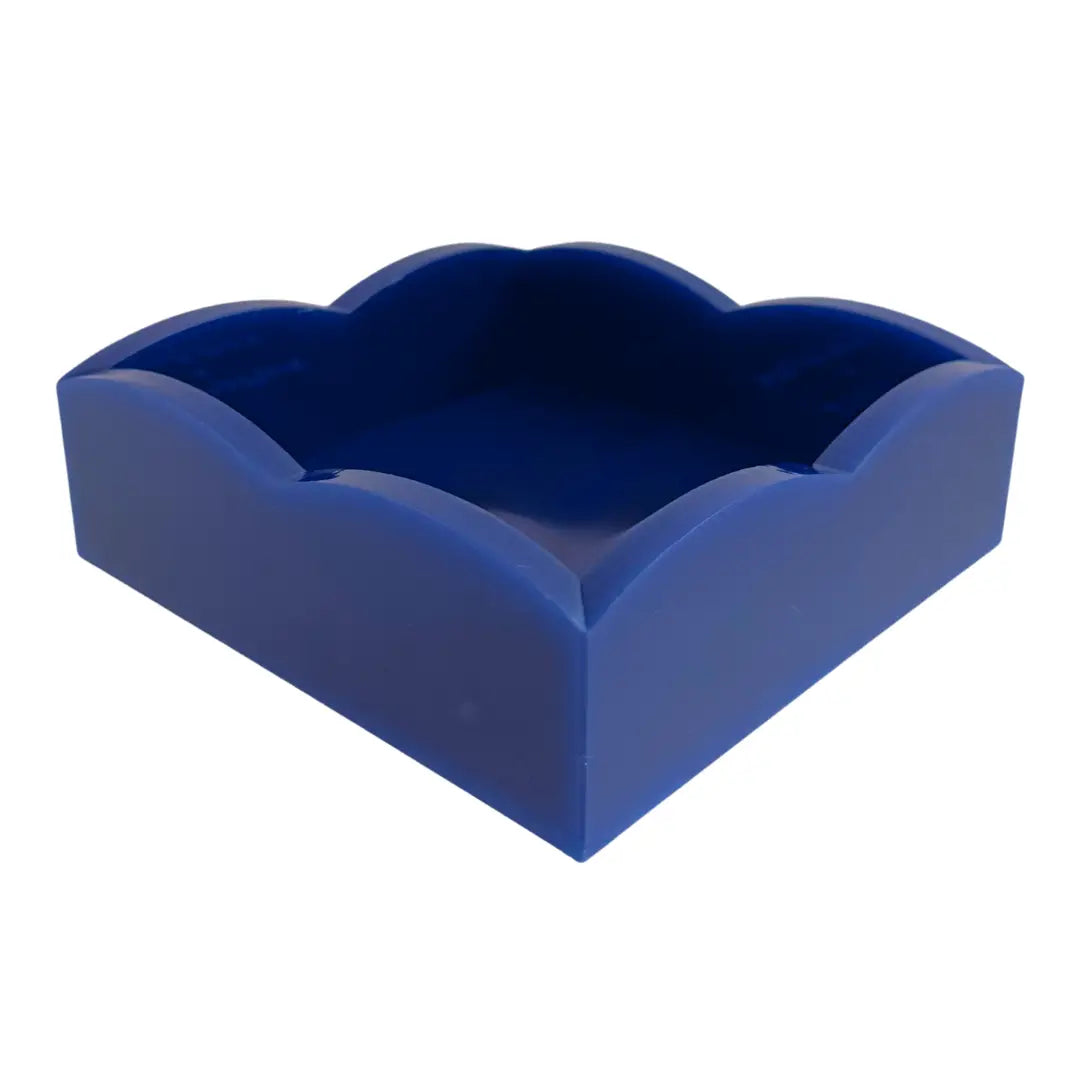 Navy Palm Acrylic Scalloped Cocktail Napkin Holder