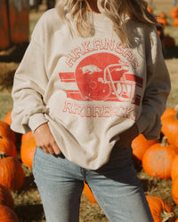 Arkansas Razorbacks Champion Helmet Sand Thrifted Sweatshirt