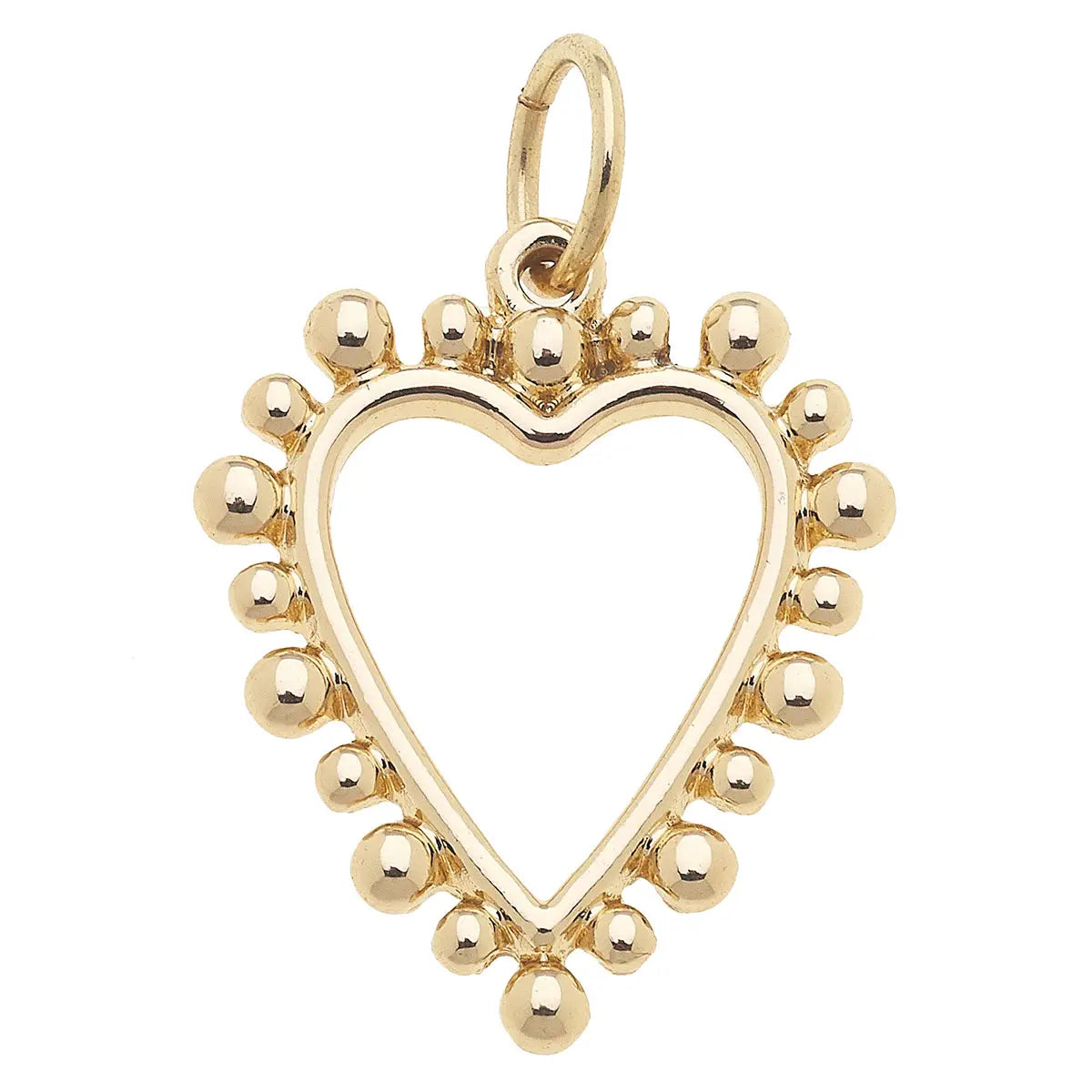Studded Open Heart Charm in Shiny Gold