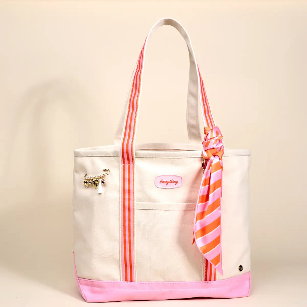 The Darling Canvas Tote Bag–Sicily Stripes- Pink