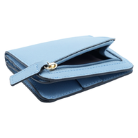 Women's Small Compact Bifold Luxury Wallet With Window ID: Blue