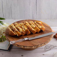 Acacia Wood Beaded Footed Cake Plate