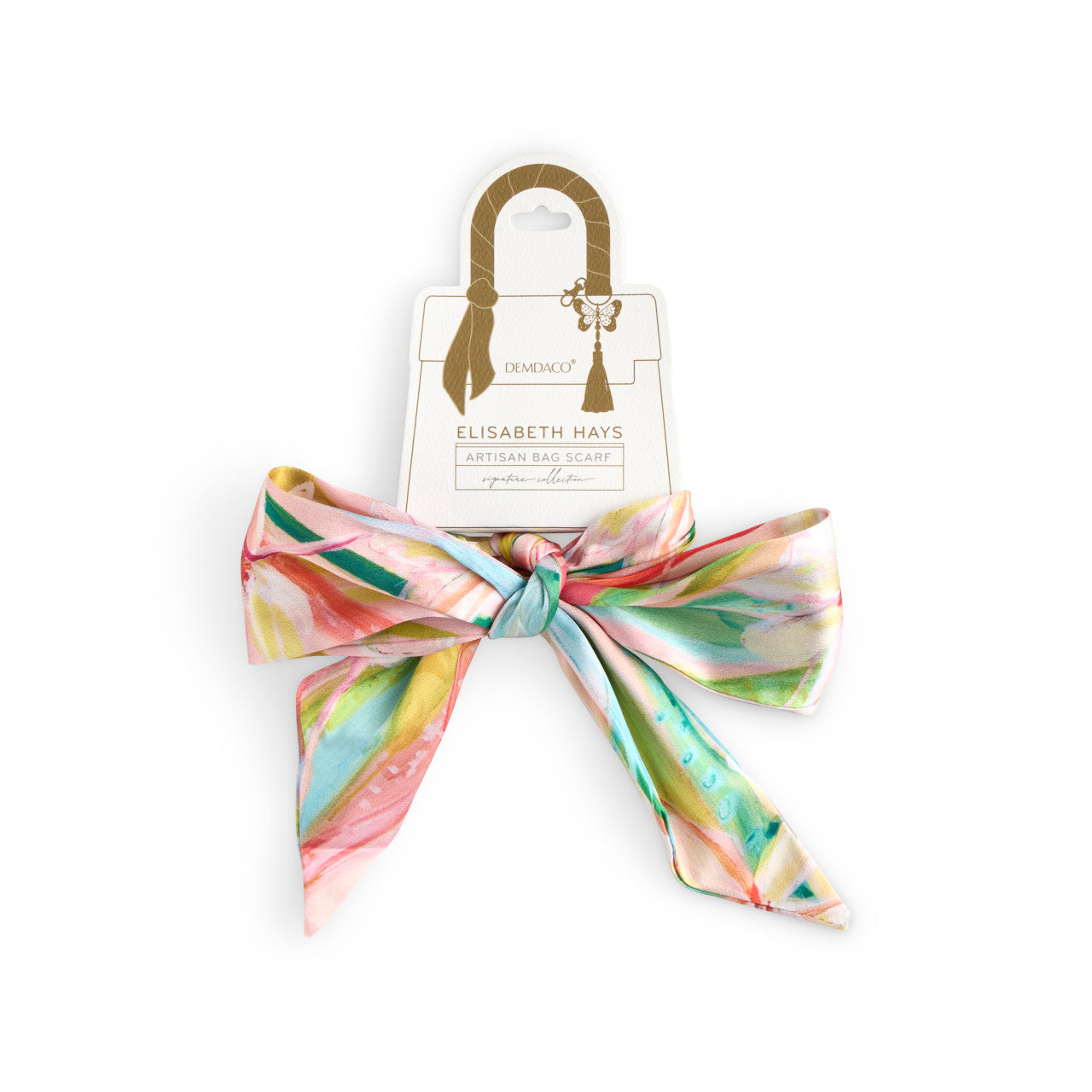 Multi-Colored Floral Skinny Tie Bag Scarf