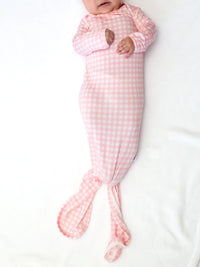 Knotted Infant Gown -Gingham Pink