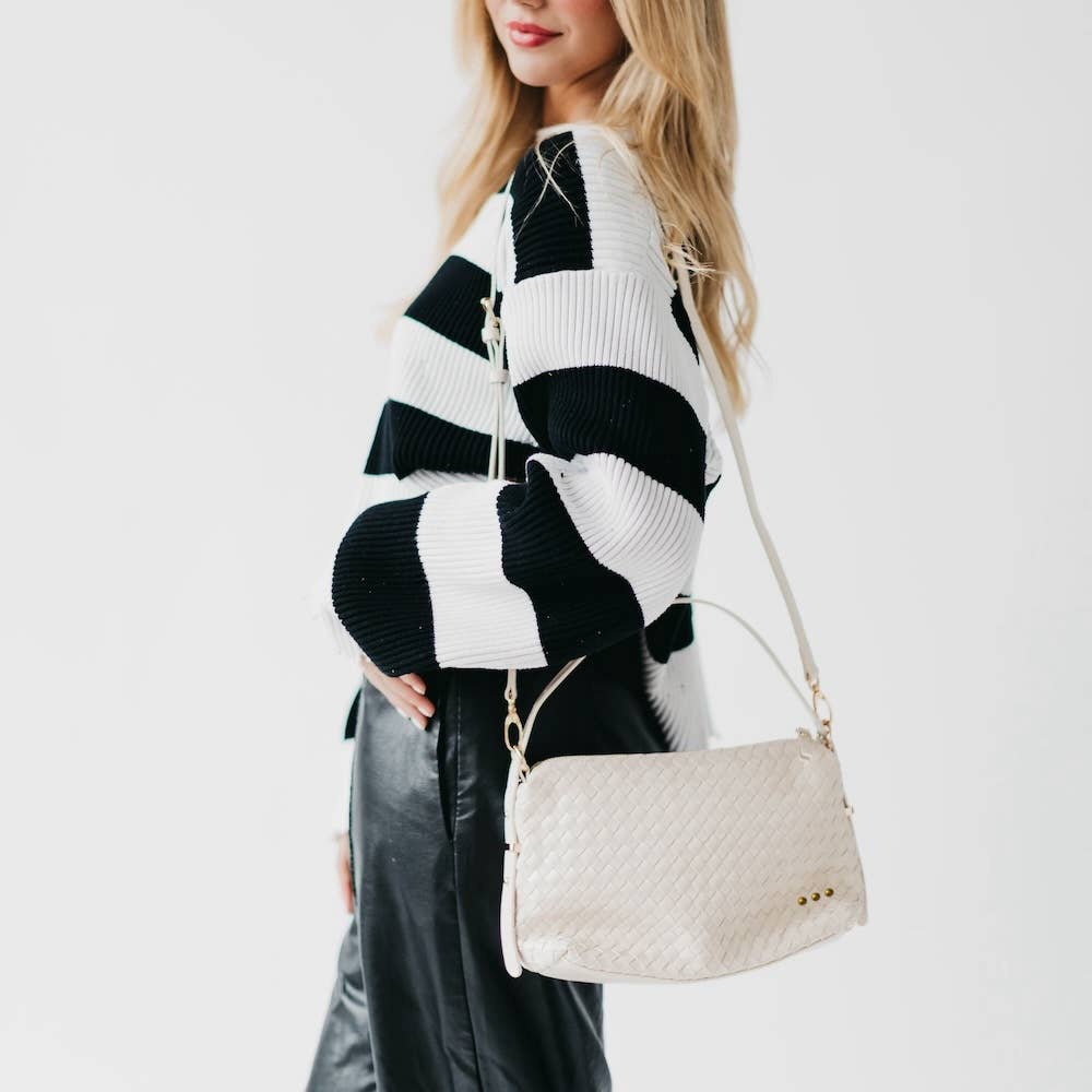 Harper Hobo Woven Shoulder Bag: Cream