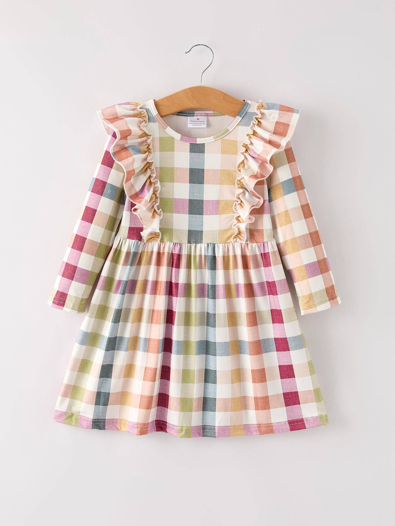 Fall & Thanksgiving Plaid Long Sleeve Girls Dress