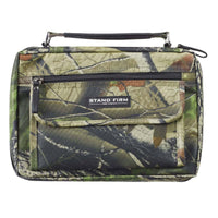Camouflage bag with 'Stand Firm' branding on a white background