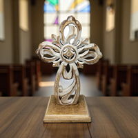 Double Sided Carved Mango Wood San Cristobal Table Cross