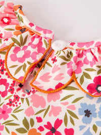 Halloween Pumpkin Bow Smocked Floral Dress