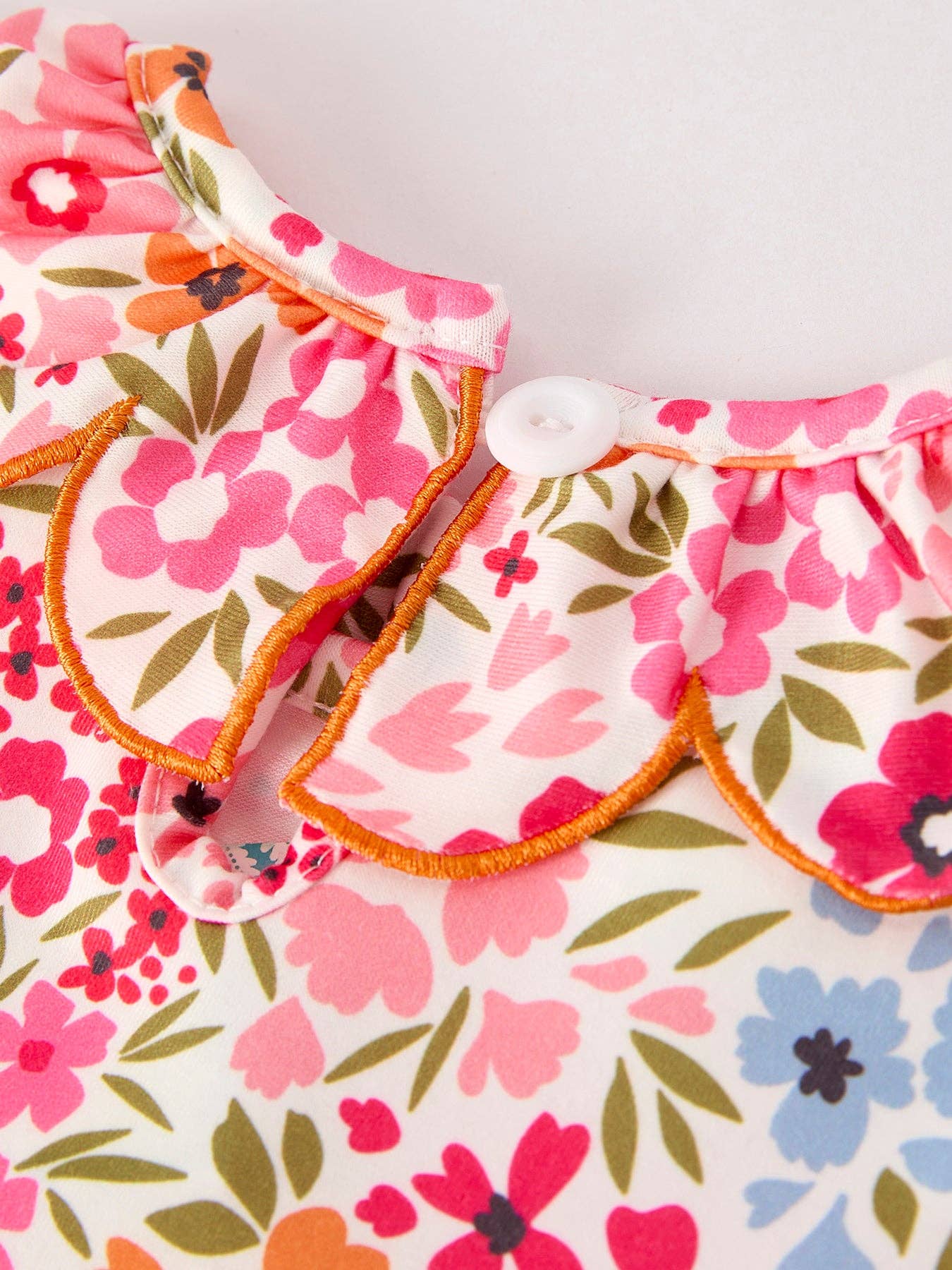 Halloween Pumpkin Bow Smocked Floral Dress