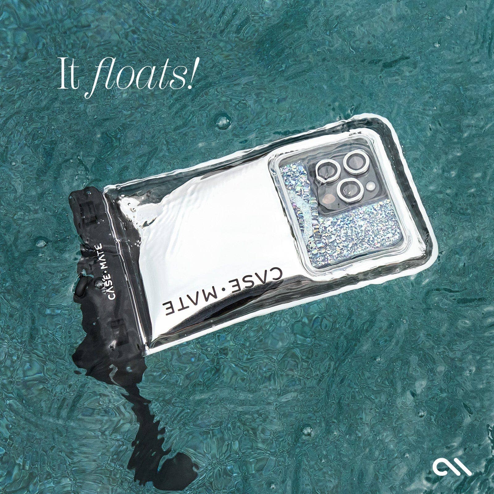 Case-Mate Waterproof Floating Phone Pouch: Silver Chrome