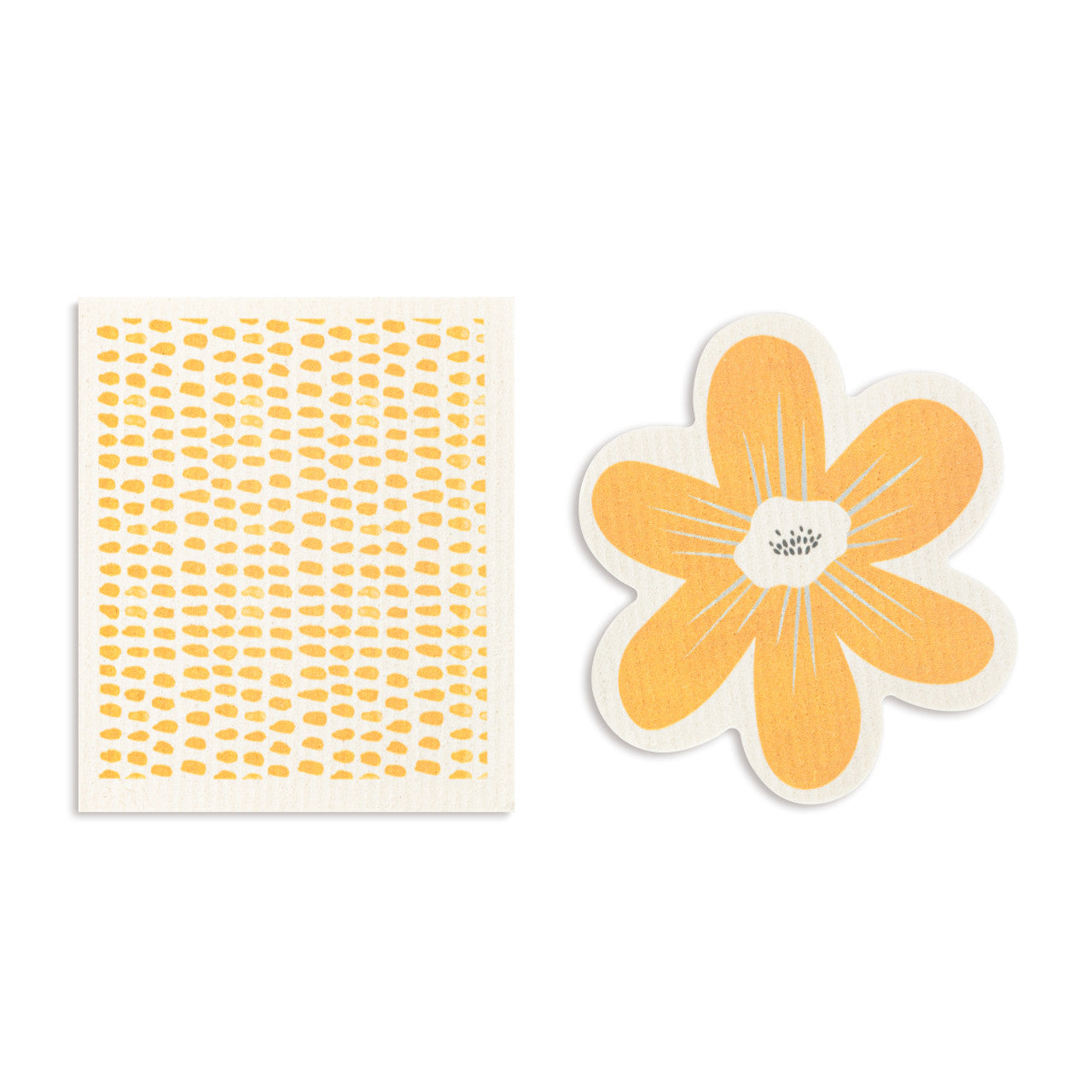Flower Shaped Biodegradable Dish Cloths Orange Specs (Set Of 2)