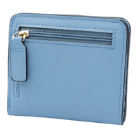 Women's Small Compact Bifold Luxury Wallet With Window ID: Blue