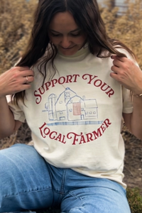 Support Your Local Farmers Patriotic Graphic Tee: Ivory