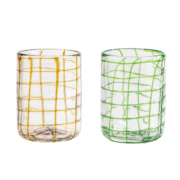 Drinking Glass With Grid Pattern