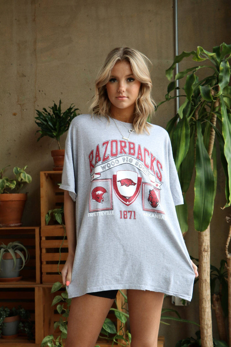 Arkansas Razorbacks Prep Patch Gray Thrifted Tee