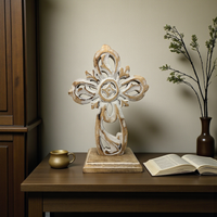 Double Sided Carved Mango Wood San Cristobal Table Cross