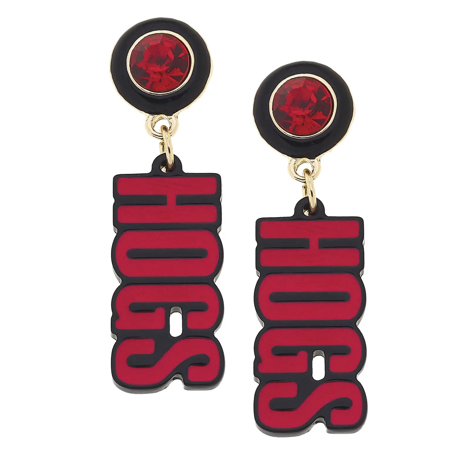 Arkansas Razorbacks Resin Block Letter Earrings in Red