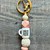 Coffee Teach Repeat Silicone Bead Wristlet Keychain