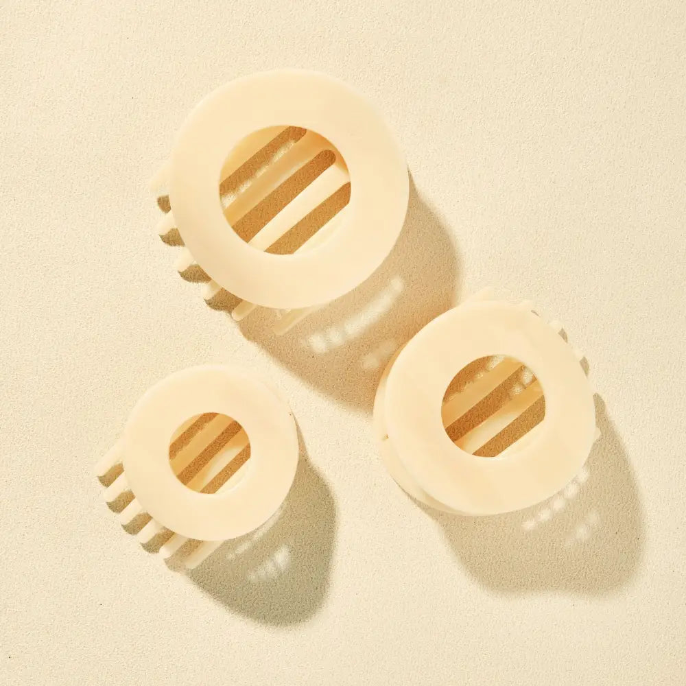 Flat Circle Hair Clip  - Almond Beige